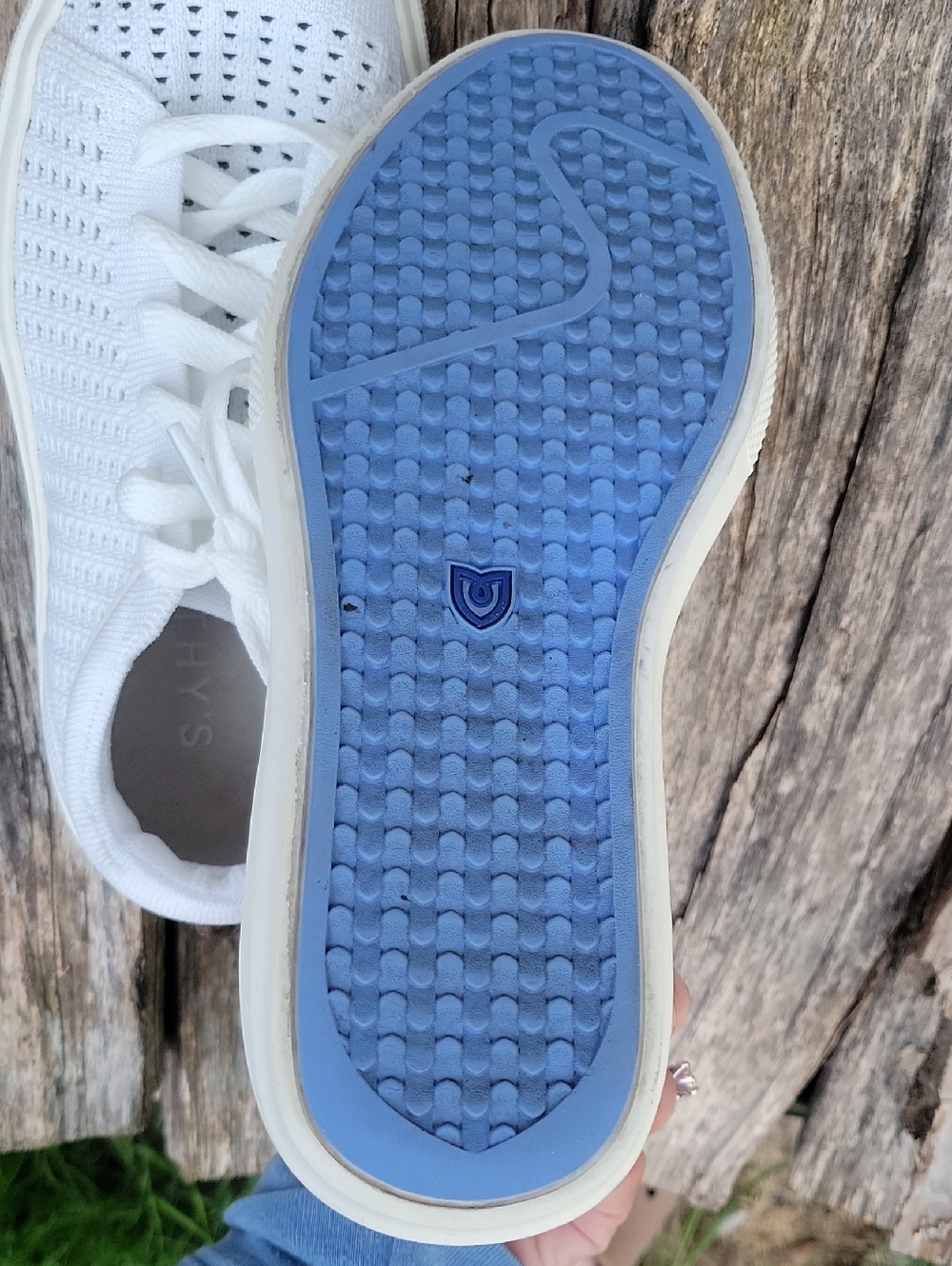 ROTHY'S White Courtside Sneakers - Classic Low-Top w/Blue accents size 6 - Picture 6 of 7